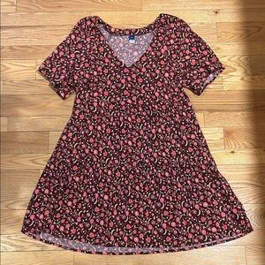 Old Navy Pink and Black Floral Womens Dress